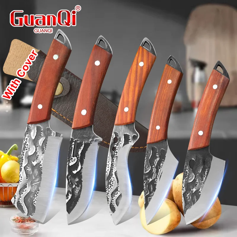 Edelstahl Grill geschmiedet Küche Ausbeinmesser Utility Chef Hackmesser Fleisch Fisch Metzgermesser Holzgriff Kochmesser