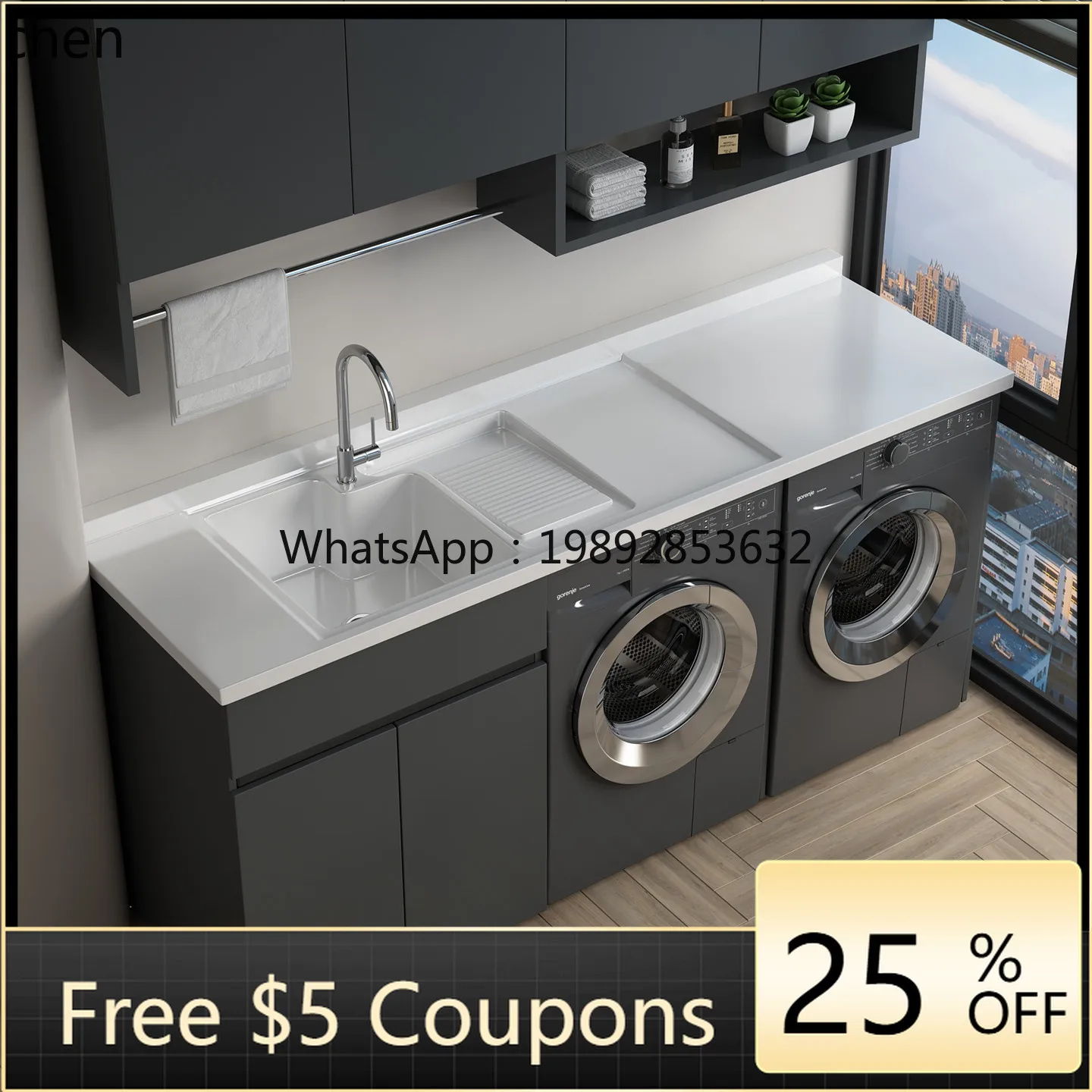 BB  honeycomb washing machine cabinet flat double position balcony laundry cabinet laundry basin
