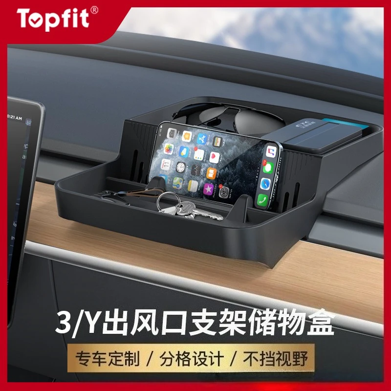 Air Vent Phone Holder Storage Box Tissue Box for Tesla Model 3 Model Y, ETC Storage Tray, Car Small Stuff Storage Organizer
