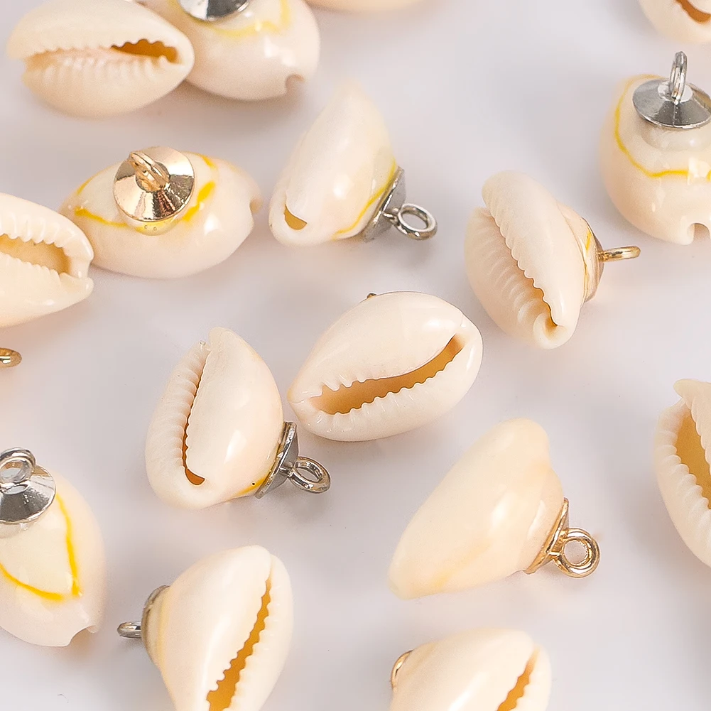 10pcs Ocean Cowrie Button Natural Conch Shell Elegant Bohemian Shank Buttons Coat Dress Sweater Cufflink Embellishment DIY Craft