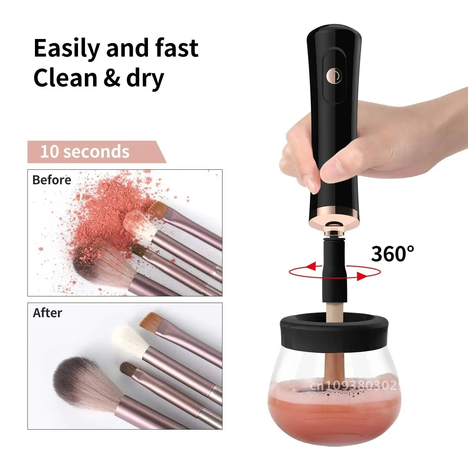 and Brush Cleaner Makeup Dryer Machine Electric Brush Cleaner with Cleaner Size Automatic Spinner Machine 8 Rubber Collars Brush