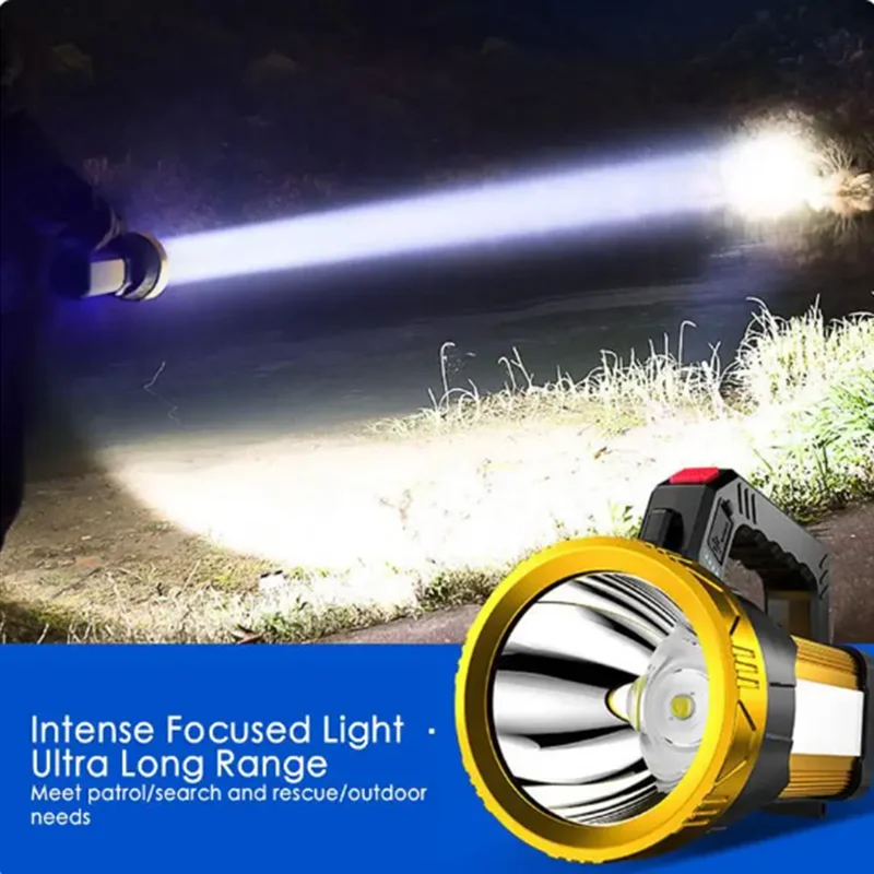 1PcOutdoor Rechargeable Searchlight Handheld Flashlight Searchlight Water Resistant Indoor Lithe Outdoor Bright Flashlight LT039