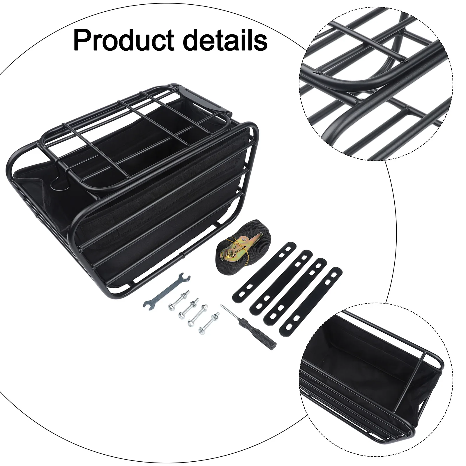 Carbon Steel Front Basket for E-Bikes and for scooters with Pet Transport Capability and Clip-On Cover for Item Retention