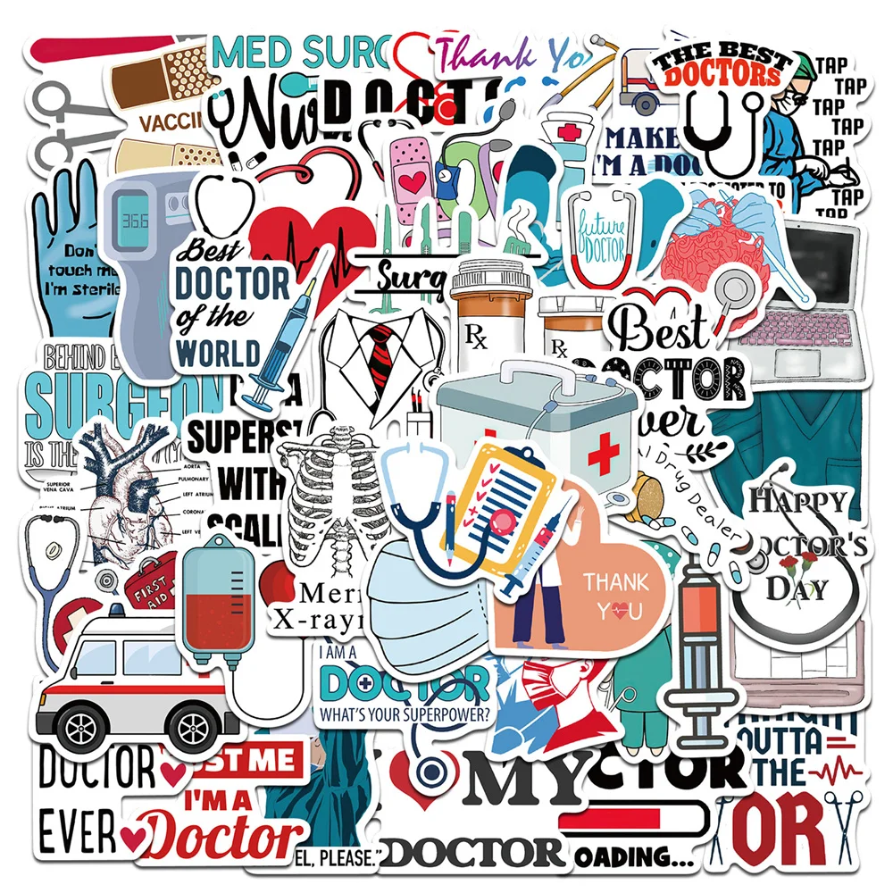 50pcs Cartoon Occupational Doctor Stickers For Ipad Stationery Scrapbook Adesivos Sticker Scrapbooking Material Craft Supplies