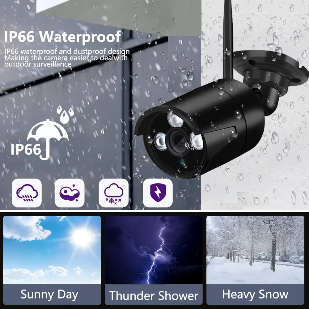 スマートライフホーム 5MP TUYAアプリ対応 セキュリティカメラ WiFi IP ブラックバレット 屋外 ワイヤレスIPカメラ CCTV 音声録音 人感センサー搭載