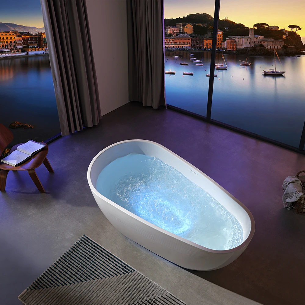 

Modern Bathroom Furniture FreeStanding Whirlpool Bathtub Design Acrylic Bath Tub with LED Light