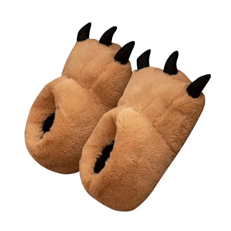 Funny Bear Paw Cotton Shoes for Warmth and Comfort in Home Indoor Bag Heel Slippers for Autumn and Winter Cute Claw Slippers