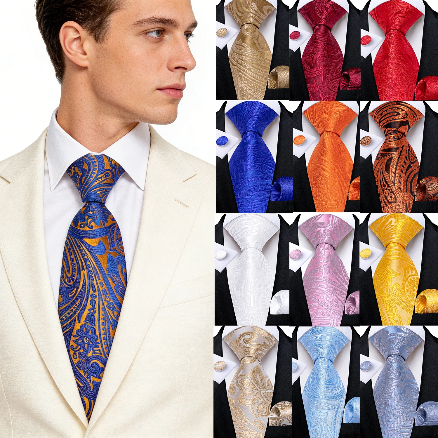 Classic Men's Paisley Tie Set – Vibrant Formal Waistcoat with Matching Necktie for Festive Events and Weddings