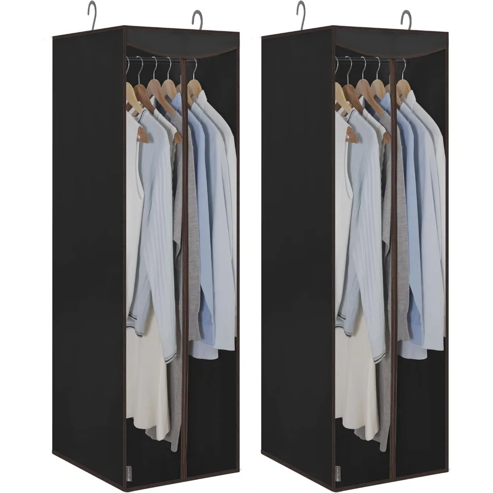 

2-Pack Hanging Garment Bag with Clear Window, Large Storage for Clothes, Dresses, Suits in Black