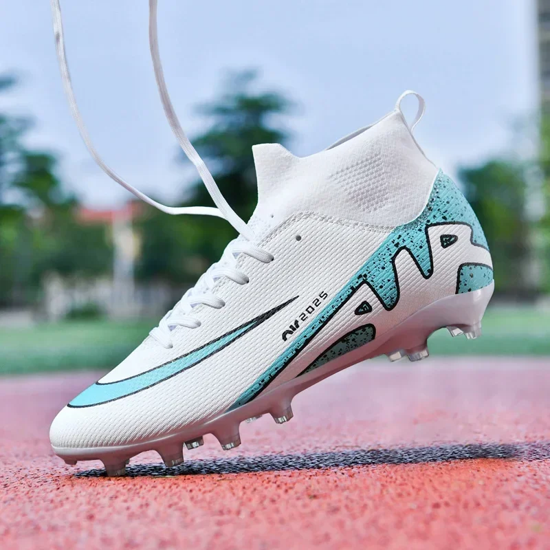 New Men\'s Football Boots Cleats Outdoor Sport Training Soccer Shoes Long Spikes FG/TF Boys Non Slip Match Futsal Comfortable