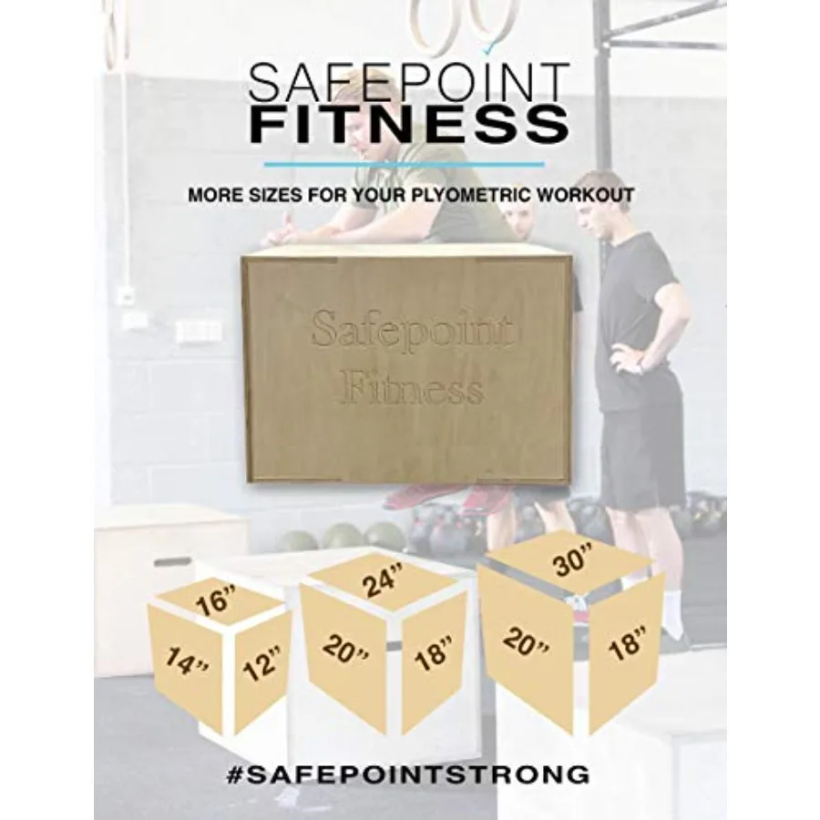 SafePoint Fitness 16 14 12 Antypoślizgowa Drewniana Skrzynka Plyo do Treningu Skoków, Ćwiczeń CrossFit, Skoków na Skrzynkę i Step-Upów, Łatwa w Montażu