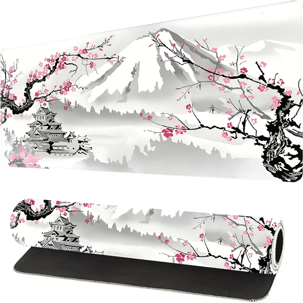 

Kawaii Japan Cherry Blossom Mousepad White Mount Fuji Sakura Mouse Pad Laptop Gamer Gaming Desk Mat Desktop Computers Mouse Mats