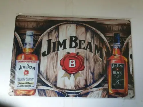 Jim Beam Whiskey Metal Sign Plaque Man Cave Beer Retro Pub FREE P&P