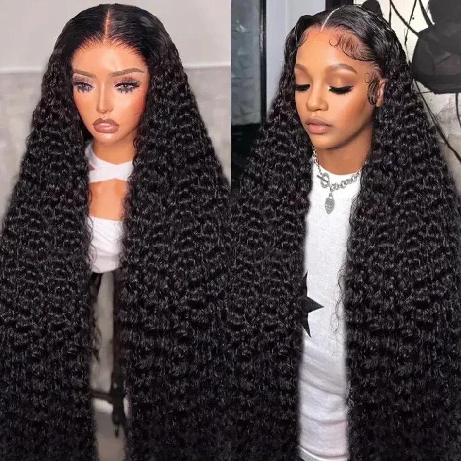 200 Density 13x6 HD Transparent Deep Wave Lace Frontal Human Hair Wig 5x5 Glueless Lace Front Wig PrePlucked For Black Women