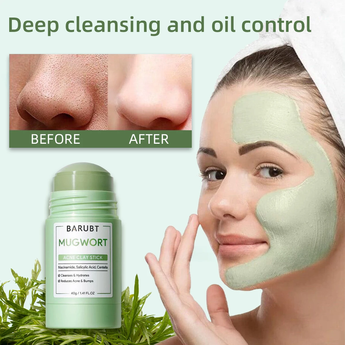 Wormwood Volcanic Mud facial mask Stick Control oil Deep Mild Cleaning Blackhead Removing Repair Facial Care Mud Mask Skincare