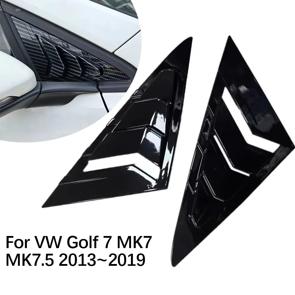 2 Pcs Front Triangle Window Louver Side Shutter Blind Shades Cover Trim Sticker Vent For VW Golf 7 7.5 MK7 MK7.5 2014-2020