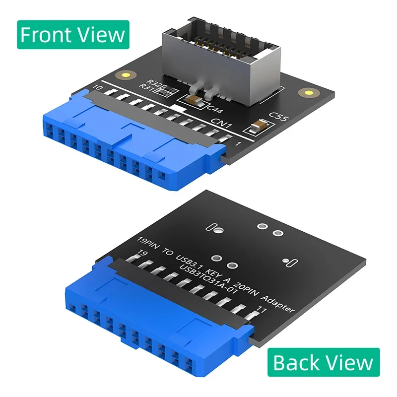 NEW Type C USB3.1 Front Panel Socket USB 3.0 19Pin to TYPE-E 20Pin Header Extension Adapter Connector for PC Desktop Motherboard