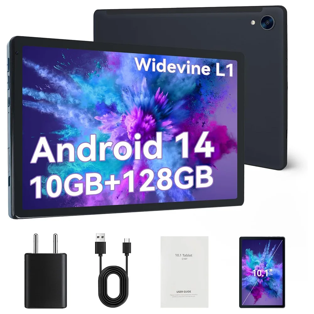 

URAO C109 10-дюймовый планшет Android 15 Планшетный ПК 24 ГБ ОЗУ 128 ГБ ПЗУ Расширенный восьмиядерный процессор Widevine L1 Двойная камера BT WiFi