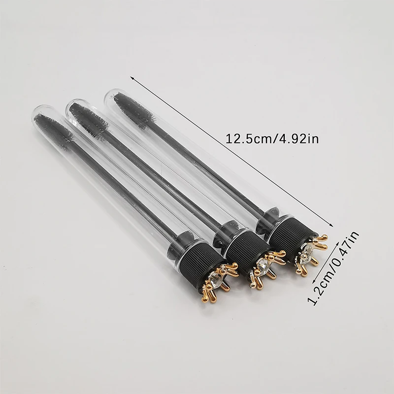 1Pcs Diamond Crown Tube Eyelash Brush Eyebrow Brush Reusable Make Up Brush Dust-proof Eyelash Extension Tool Crystal Rod