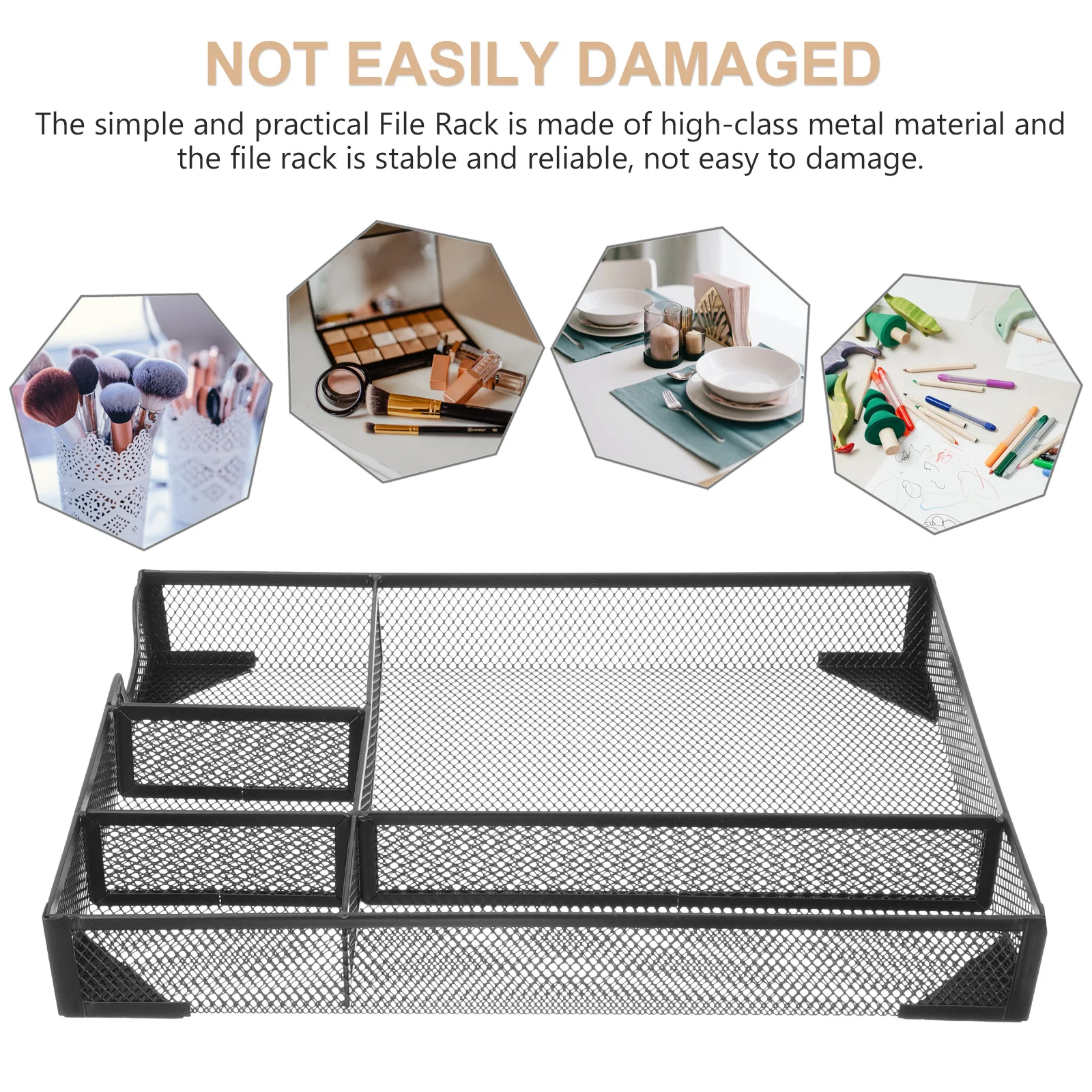 Simple Stylish Metal File Organizer Desktop Book Holder Office Accessory Magazine Storage Multi-Function Daily Use