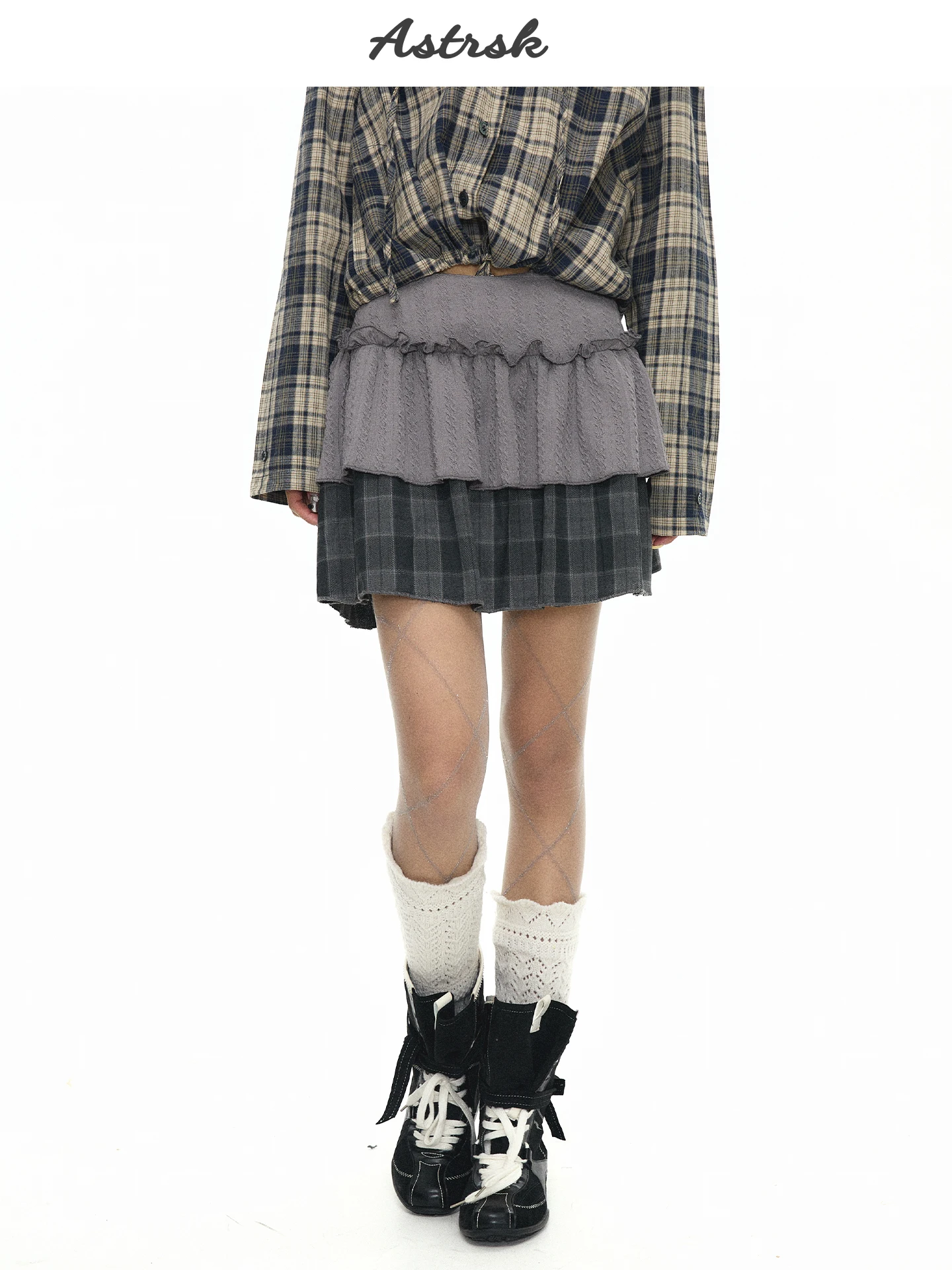 

Корейская клетчатая юбка А-силуэта для женщин, плиссированная юбка-кейк с высокой талией, милая юбка для повседневной носки, антистатическая ткань