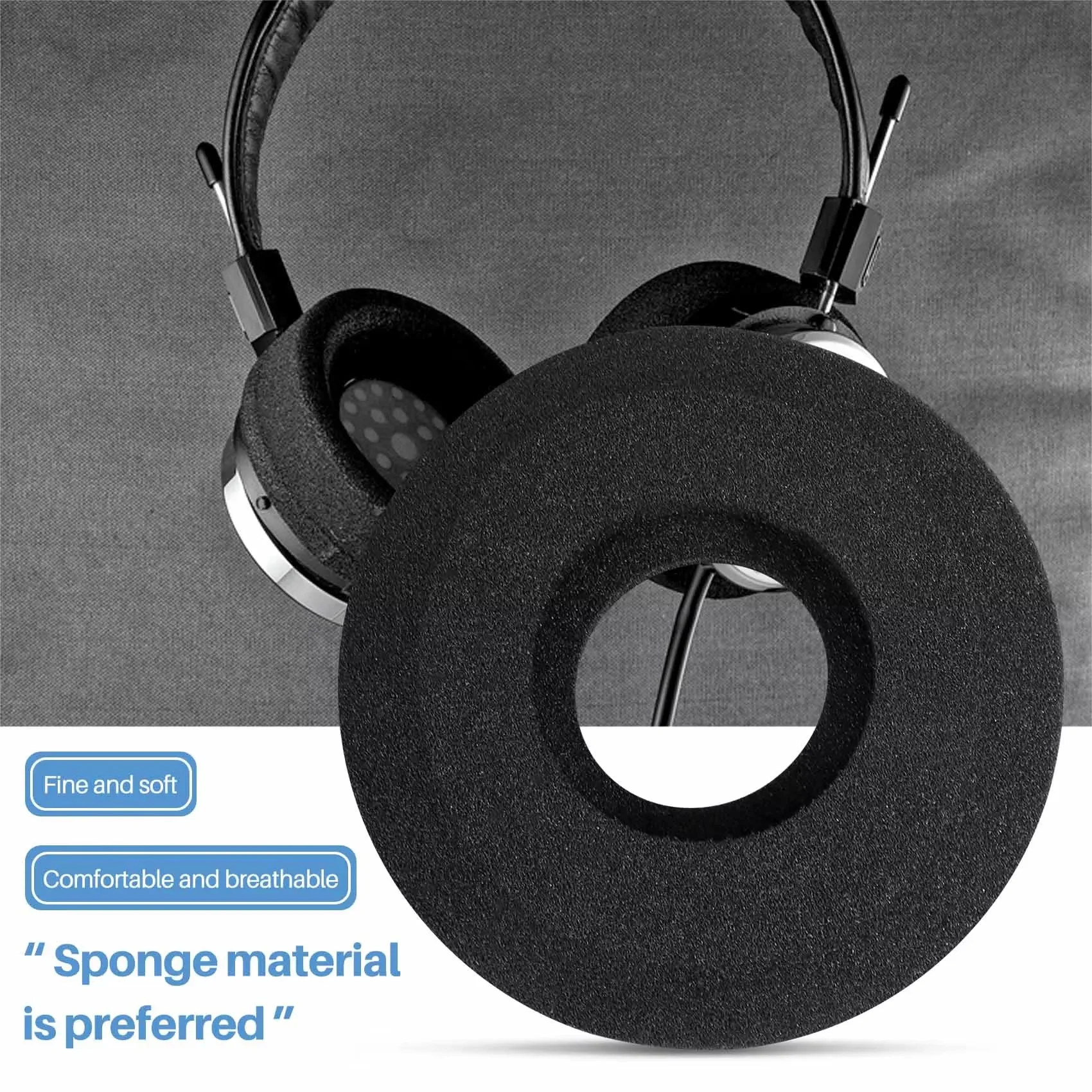 Große Kopfhörer-Ohrpolster, Schaumstoff-Ohrstöpsel für Grado Labs PS1000 GS1000I RS1I RS2I SR325IS RS1E Kopfhörer, Ohrhörer-Schwammabdeckung, 107 mm
