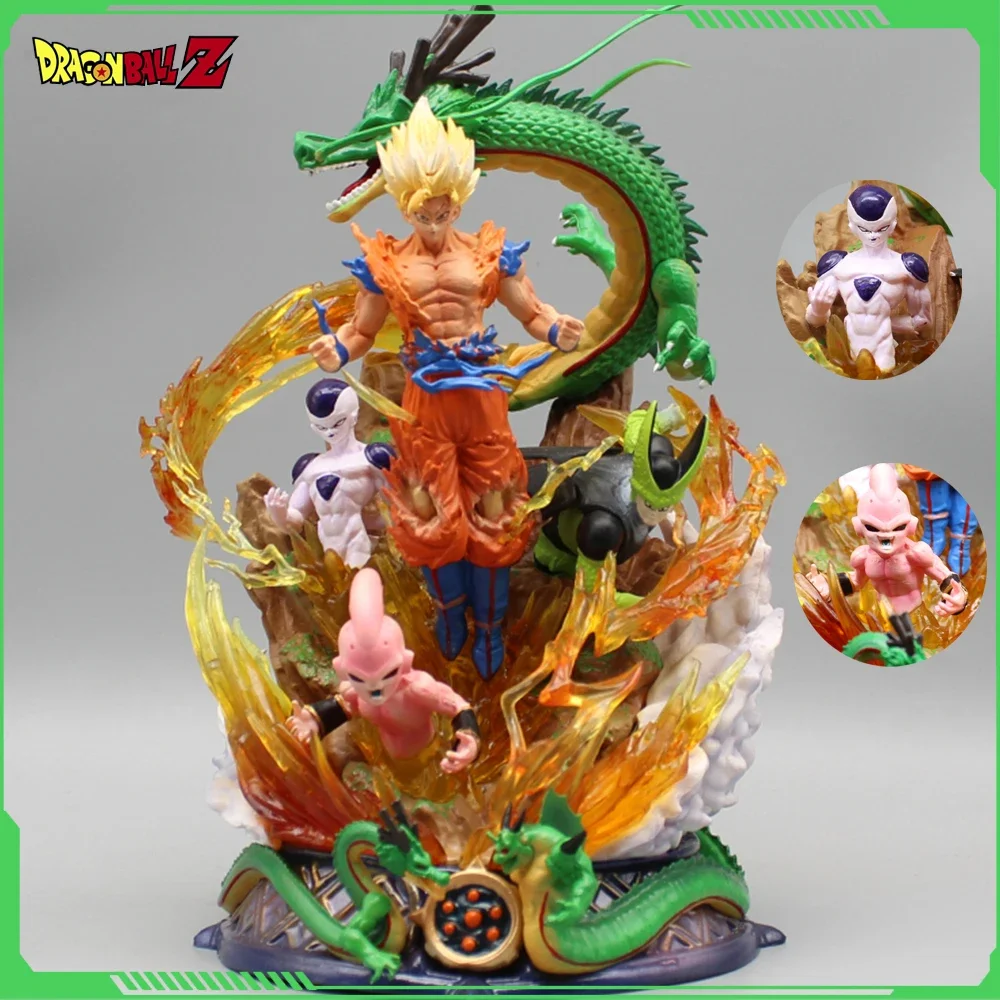 

Фигурка Dragon Ball Son Goku Аниме Фигурка 23 см Статуя Super Saiyan Goku Shenron Frieza Buu Cell Models Collectble Toys Подарки Gk