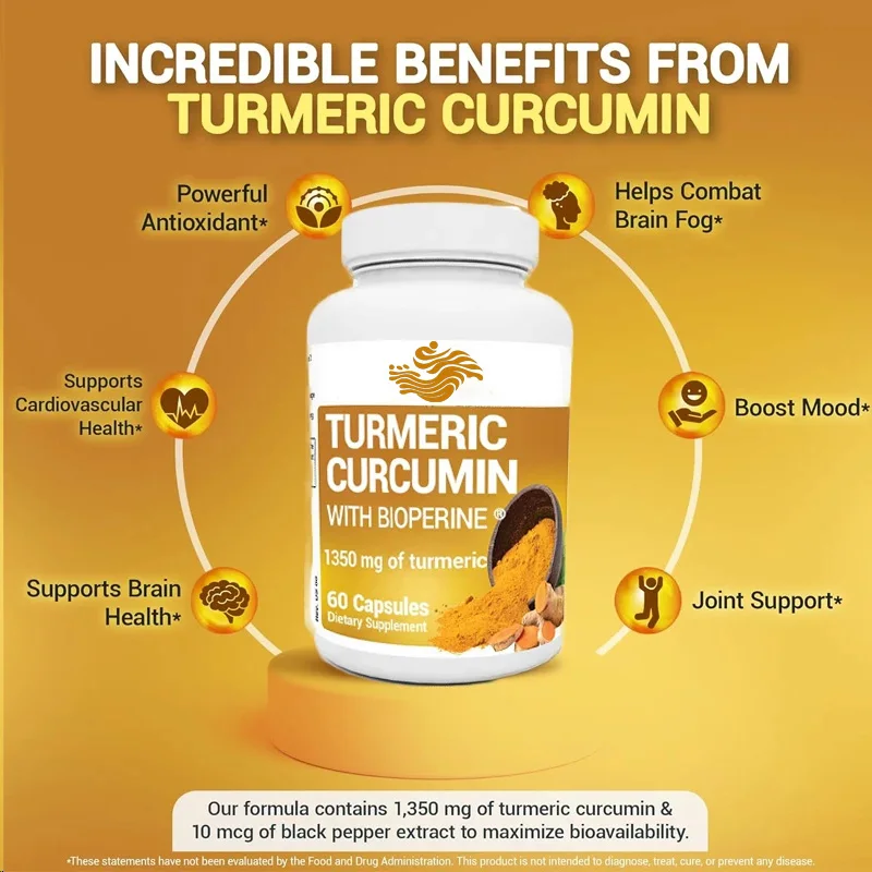 Turmeric Supplement With Black Pepper ( -1350mg Curcumin Supplement, Containing 95% Curcumin And 60vegetarian Capsules