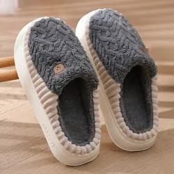 New Women Warm Slippers Men Fluffy EVA Thick Sole Slides Winter Furry Shoes Couples Bedroom Home Anti-Slip Platform Plush Flats