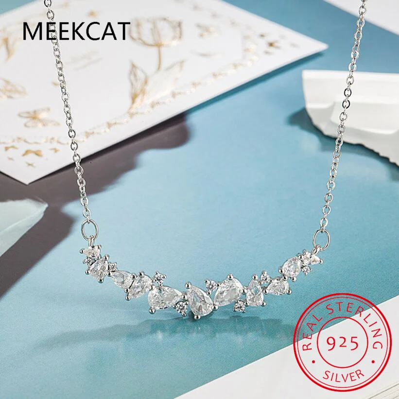 Moissanite Necklace for Woman Wedding Fine Jewely with Certificates 925 Sterling Sliver Plated 18k White Gold Necklace