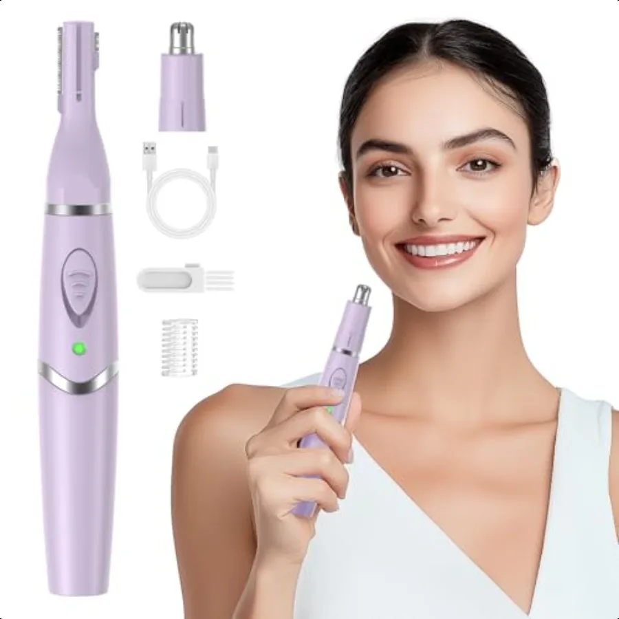

Nose Hair Trimmer for Women 2 in 1 Profional Painl Eyebrow and Facial Hair Trimmer for Men and Women USB Rechargeable Trimmer D