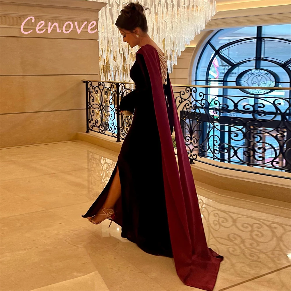 Cenove 2024 Arab Dubai O Neckline Prom Dress Floor-Length With Long Sleeves Evening Fashion Elegant Party Dress For Women