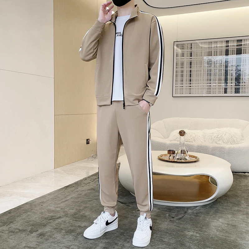 Sports suit men\'s spring and autumn Korean sportswear trendy handsome casual 2021 new sweatshirt two-piece set