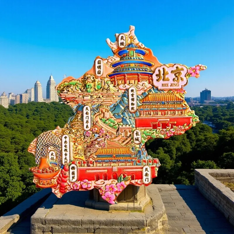 

Chinese Urban Cultural and Creative Refrigerator Stickers Metal Relief Home Decoration Stickers Tourist Souvenirs