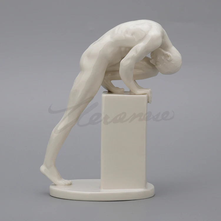 Creative Nude Male Sculpture Decor Naked Body Art Statue Crossed Man Figurine Nordic Office Home Decoration Resin Crafts Gift