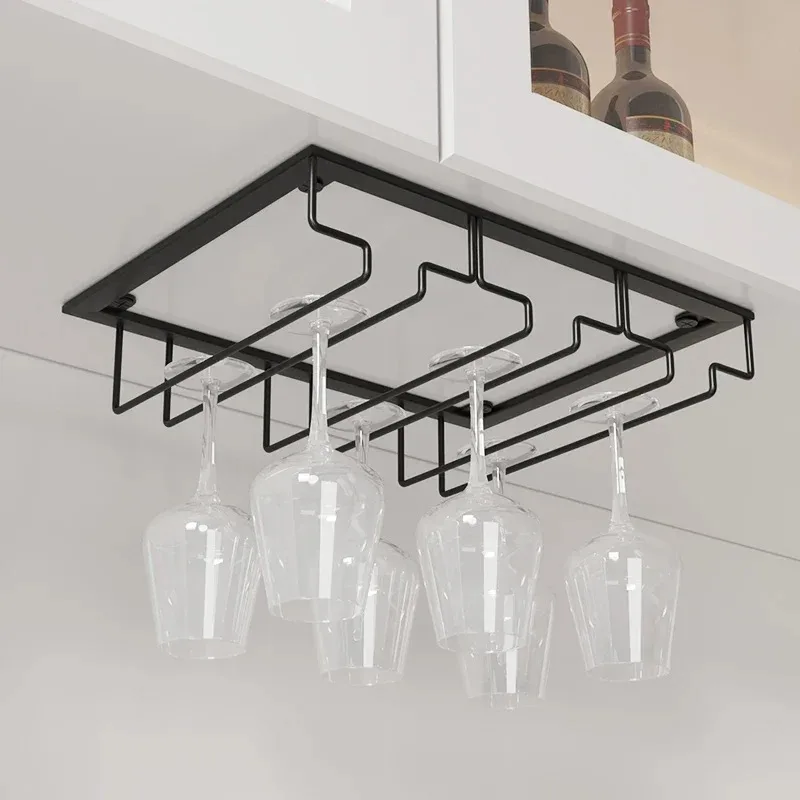 Hanging Red Wine Glass Storage Rack, Home High Footed Cup Storage Rack Without Punching Holes, Inverted Drain Rack AA