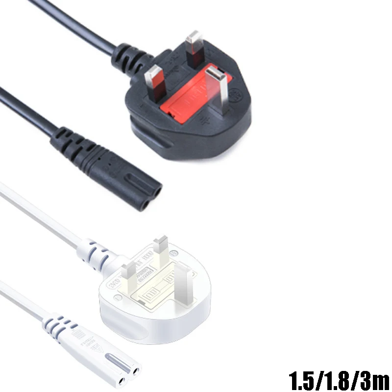Cable de extensión de fuente de alimentación del Reino Unido IEC320 C7 figura 8 Cable de extensión de alimentación de CA con fusible de 13A para HP Dell Notebook Laptop LG TV
