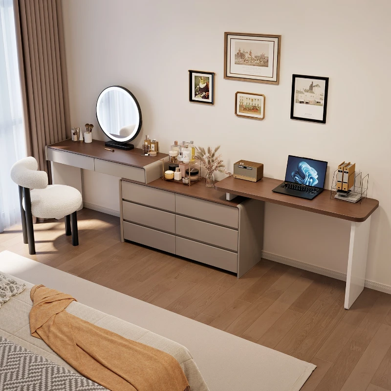 

Dresser chest integrated desk bedroom simple modern computer desk solid wood makeup storage