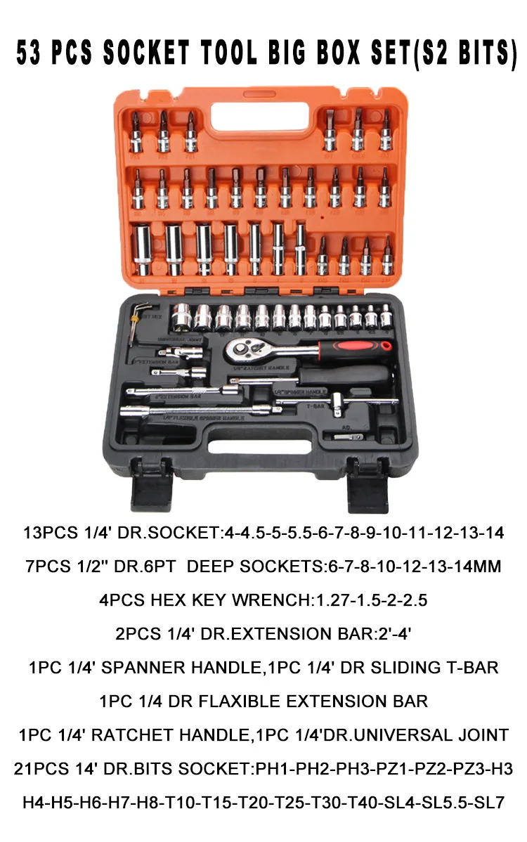Kit Chrome Finish Ratchet Socket Wrench DIY Auto Repair Tool Box 151Piece Custom OEM Hand Tools