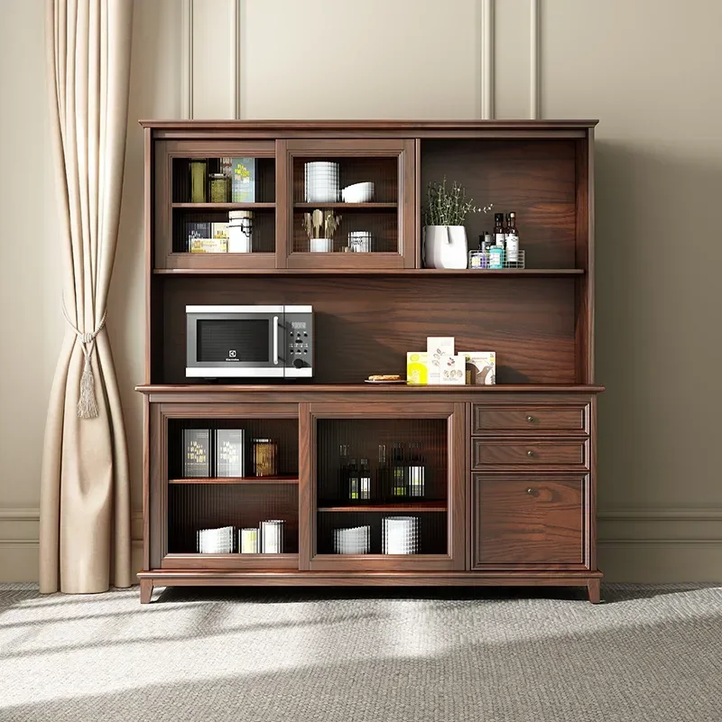 American sliding door dining side cabinet dining room country tea glass wine cabinet combination solid wood living room