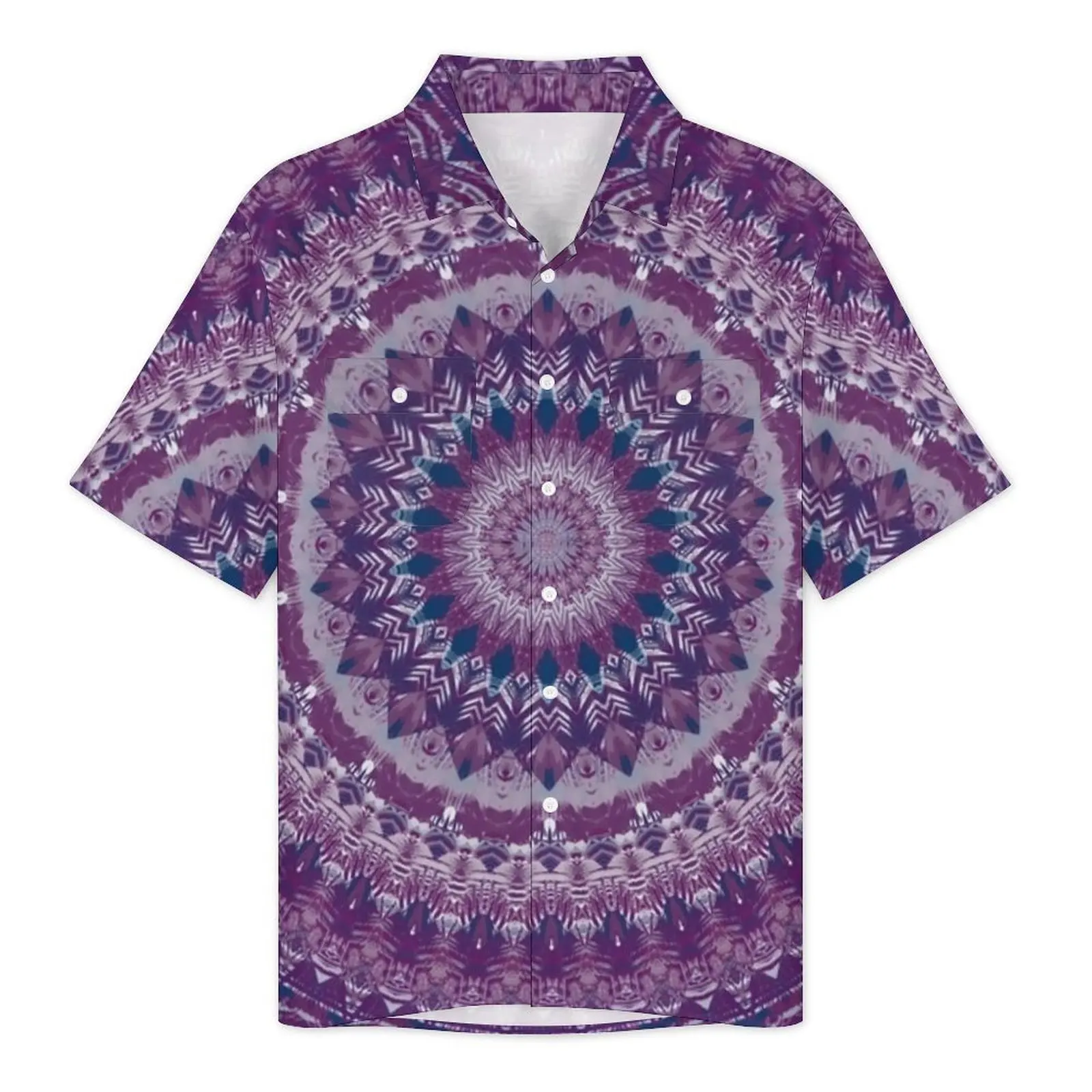 Retro Hippy Print Beach Shirt Bohemia Mandala Hawaii Casual Shirts Male Retro Blouses Short-Sleeved Y2K Fashion Custom DIY Top