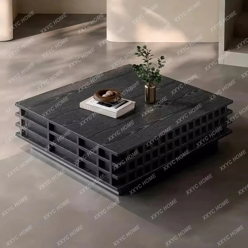 QQBlack Coffee Table Minimalist Decoration Service Organizer Coffee Table Transform Light Luxury Couchtisch Home Furniture