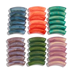 20pcs Acrylic 8mm Thin Bamboo Tube Beads Dual Color Gold Powder Resin Loose Bead for DIY Bracelet Necklace Jewelry Accessories