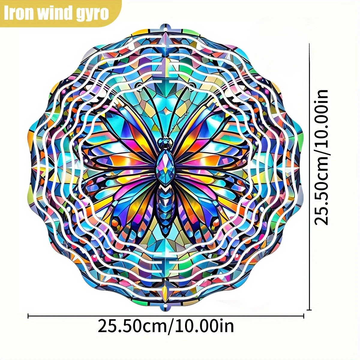 3D Colorful Patchwork Butterfly Wind Spinner - 10 Inch Metal Art with 360 Swivel Hook for Garden Patio Holiday Gift