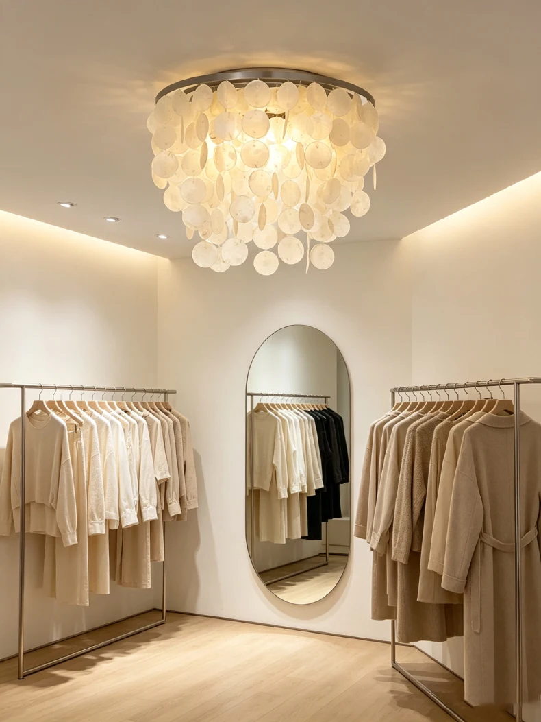 Romantic Shell LED Ceiling Light E27 Bulb Gold Metal Base