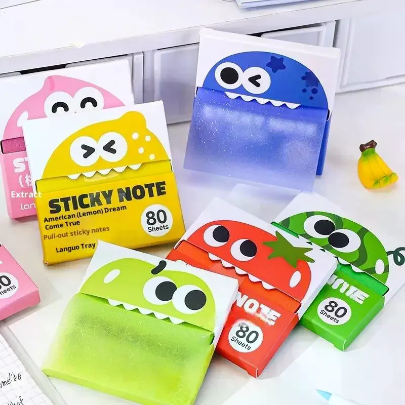 ​80 Sheets/Box Self-Adhesive Memo Pads Pull-Type Sticky Note Pearlescent Transparent Paper For Office & School Stationery Supply