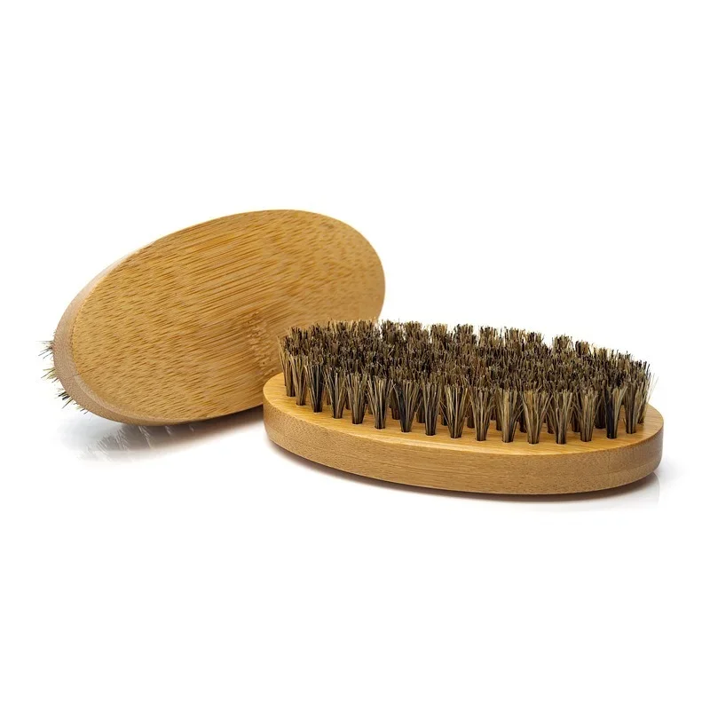 Men Boar Hair Bristle Beard Mustache Brush Hard Round Wood Handle Comb Shaving Brush