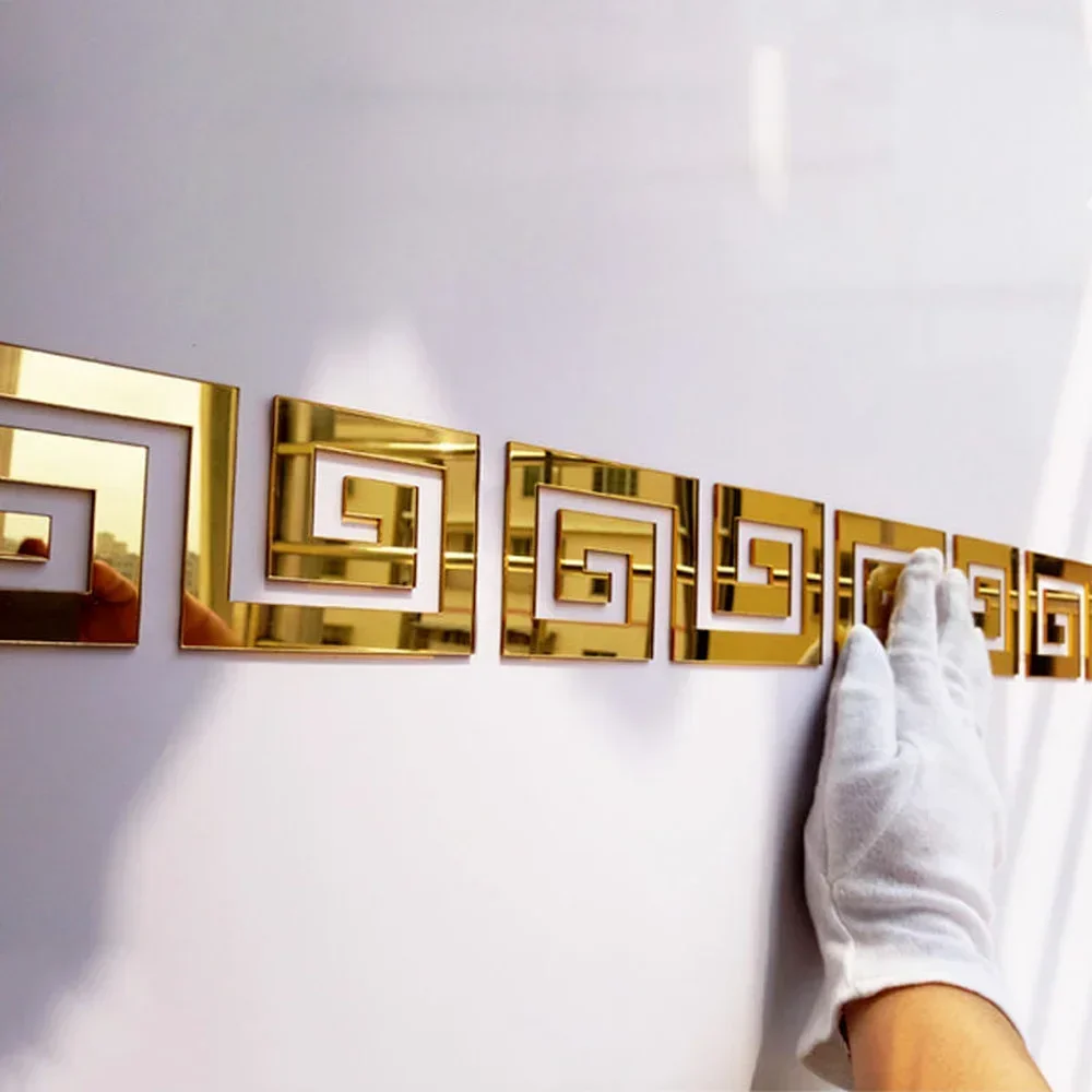 10/5 سنتيمتر الاكريليك مرآة حائط ملصق مع لاصق لغرفة المعيشة غرفة نوم حافة قطاع الزاوية خط بناء الحدود ديكور المنزل #4