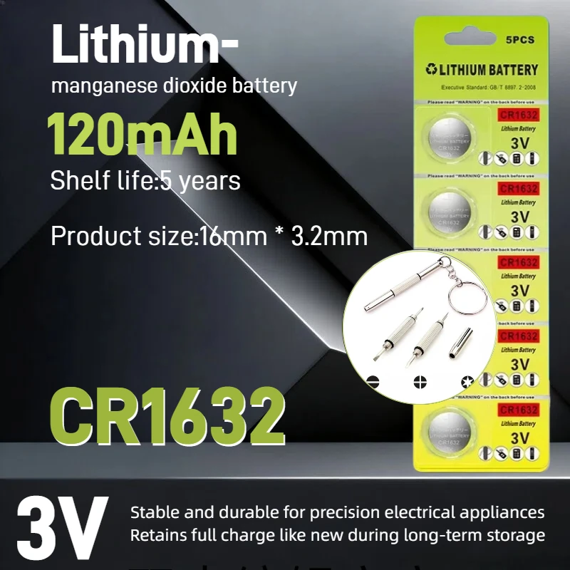 

120mAh 3V CR1632 Battery CR 1632 Lithium Battery DL1632 BR1632 KCR1632 ECR1632 for Car Remote Control Watch Button Coin Cells