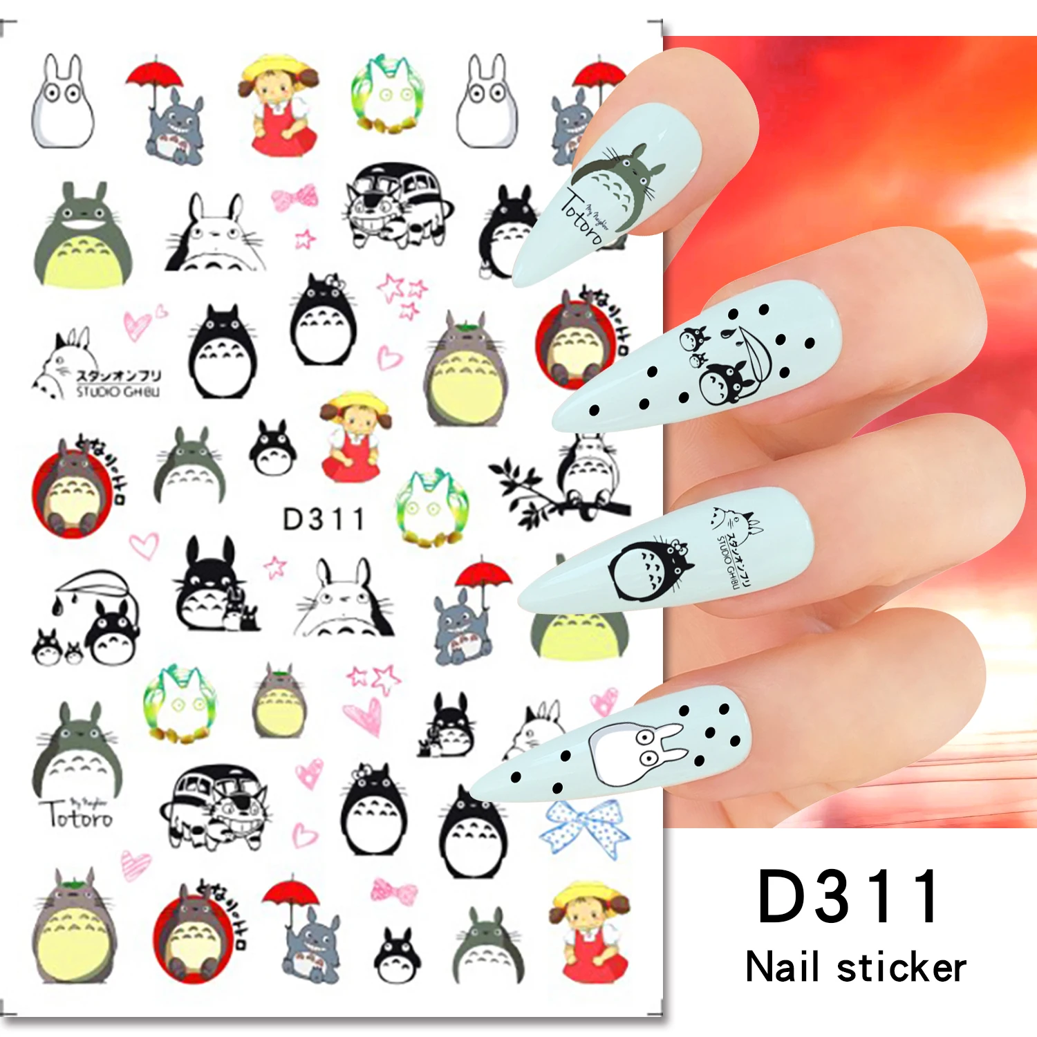 Miniso Cartoon Snoopy Nail Stickers Anime Character Sticker Nail Supplies Decal DlY Kawaii Demon Slayer Stickers Nail Decoration